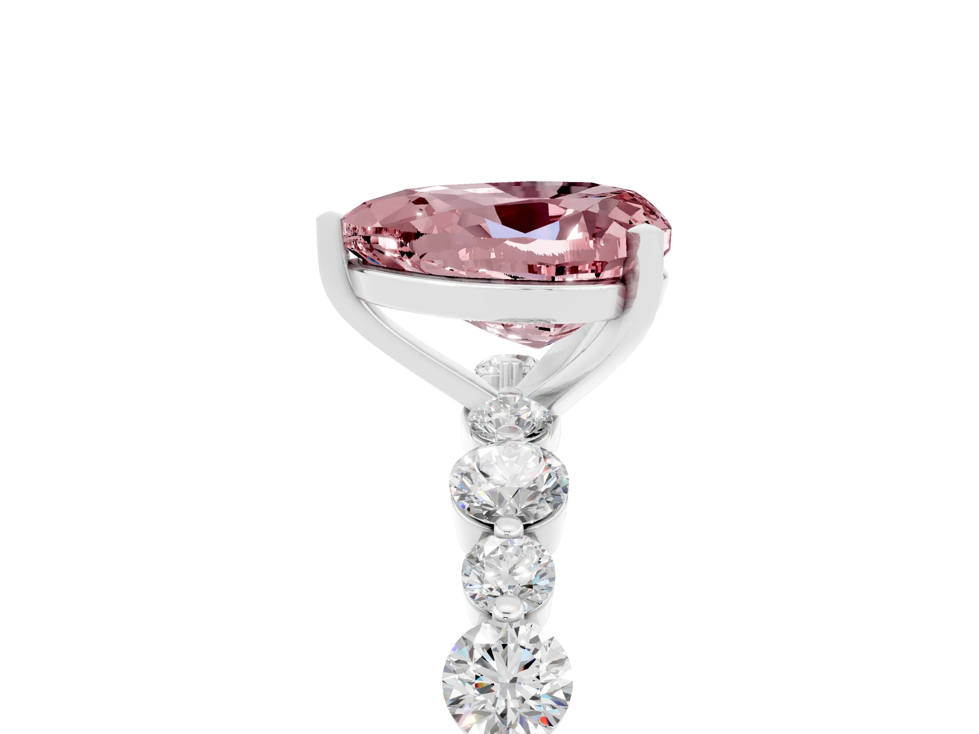 White gold Heart Cut Morganite Prong Set Engagement Ring with Pavé Band_5
