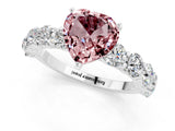 White gold Heart Cut Morganite Prong Setting with Side Stones on a Pave Band_1