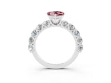 White gold Heart Cut Morganite Prong Setting with Side Stones on a Pave Band_3