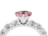 White gold Heart Cut Morganite Prong Setting with Side Stones on a Pave Band_4