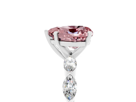 White gold Heart Cut Morganite Ring with Marquise Side Stones and Prong Setting_5