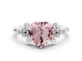 White gold Heart Cut Morganite Ring with Side Stones and Four-Prong Setting_36