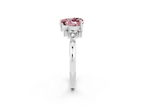 White gold Heart Cut Morganite Ring with Side Stones and Four-Prong Setting_38