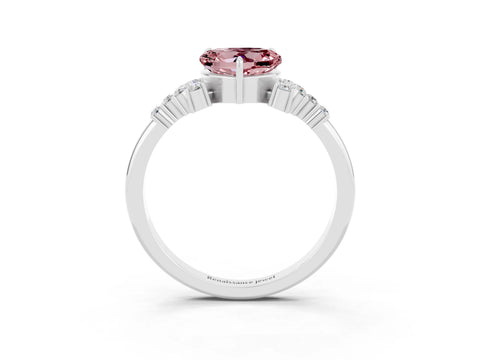White gold Heart Cut Morganite Ring with Side Stones and Four-Prong Setting_39