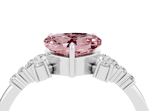 White gold Heart Cut Morganite Ring with Side Stones and Four-Prong Setting_40