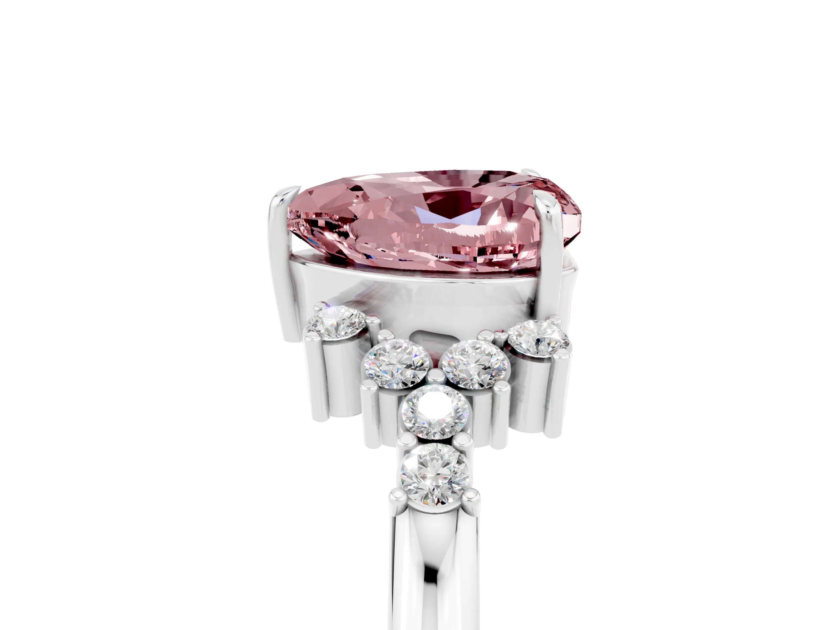 White gold Heart Cut Morganite Ring with Side Stones and Four-Prong Setting_41