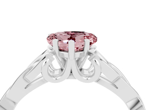 White gold Heart Cut Morganite Solitaire Celtic Knot Ring with Four-Prong Setting_16