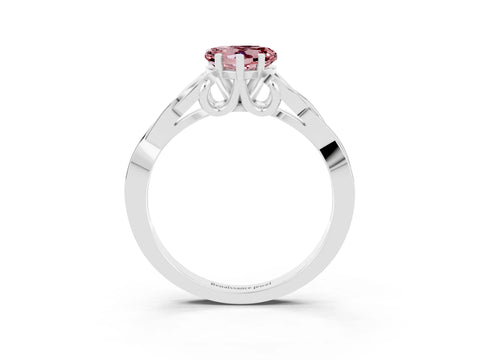 White gold Heart Cut Morganite Solitaire Engagement Ring with Celtic Knot Band and Four-Prong Setting_3