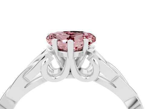 White gold Heart Cut Morganite Solitaire Engagement Ring with Celtic Knot Band and Four-Prong Setting_4