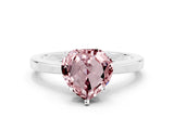 White gold Heart Cut Morganite Solitaire Engagement Ring with Classic Band and Four-Prong Setting_24