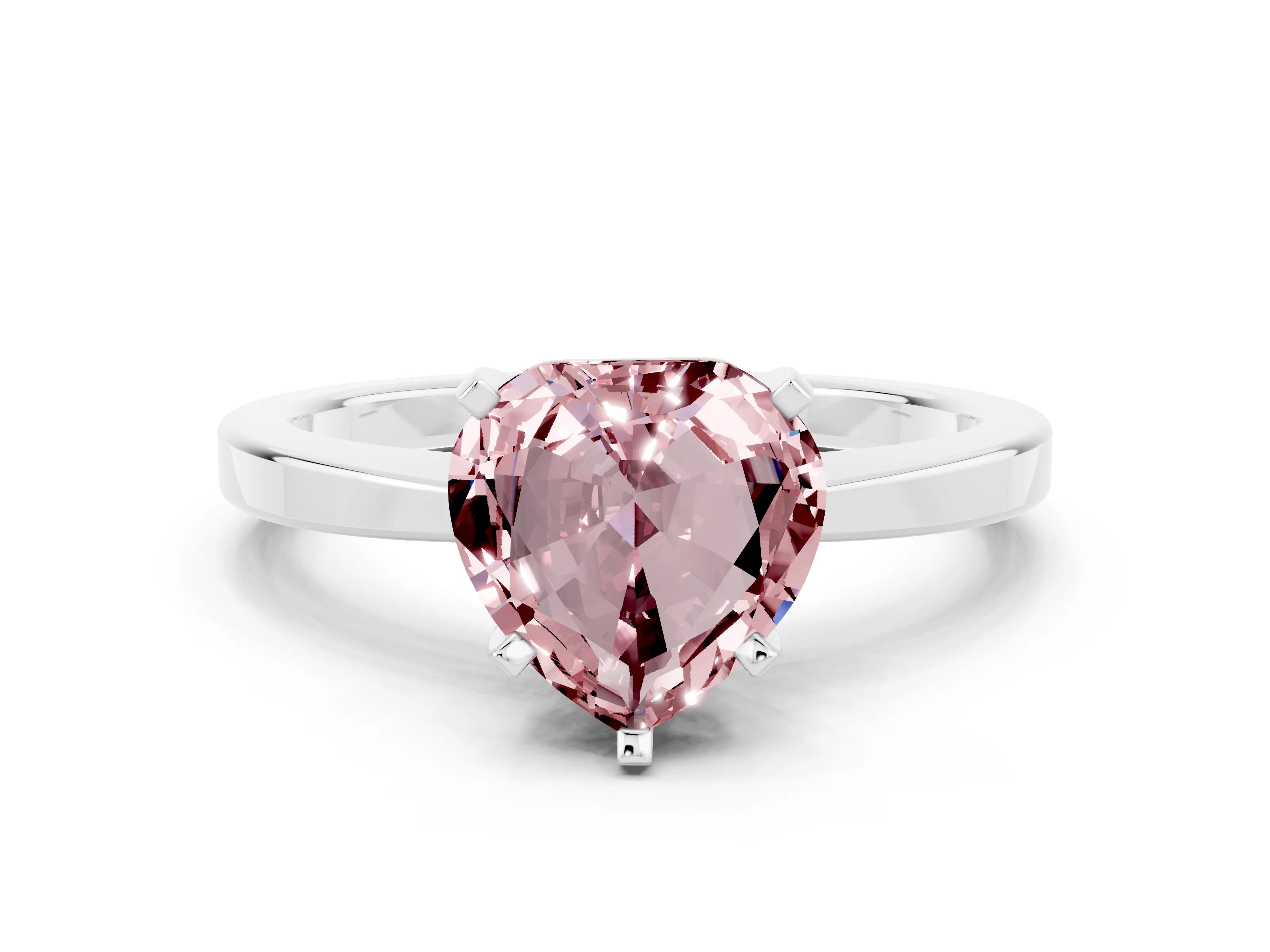 White gold Heart Cut Morganite Solitaire Engagement Ring with Classic Band and Four-Prong Setting_24