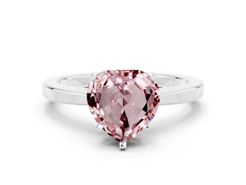 White gold Heart Cut Morganite Solitaire Engagement Ring with Classic Band and Four-Prong Setting_24