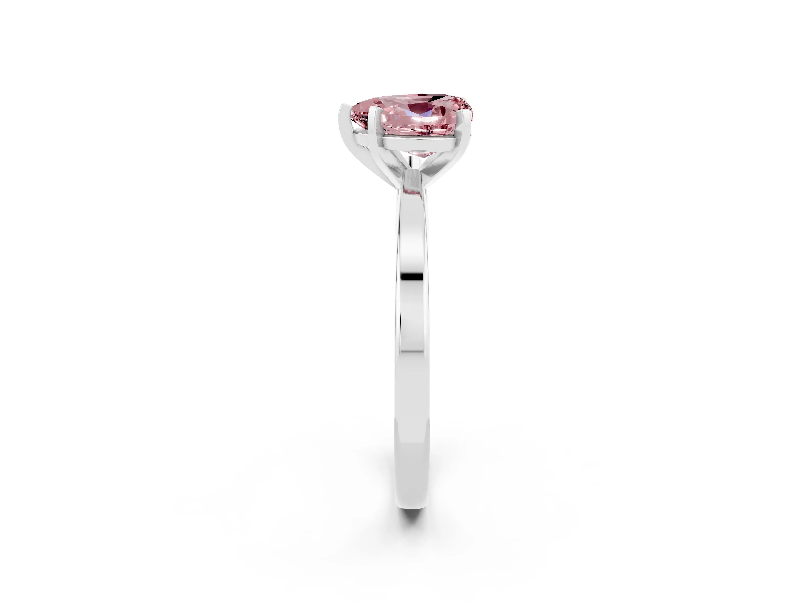 White gold Heart Cut Morganite Solitaire Engagement Ring with Classic Band and Four-Prong Setting_26