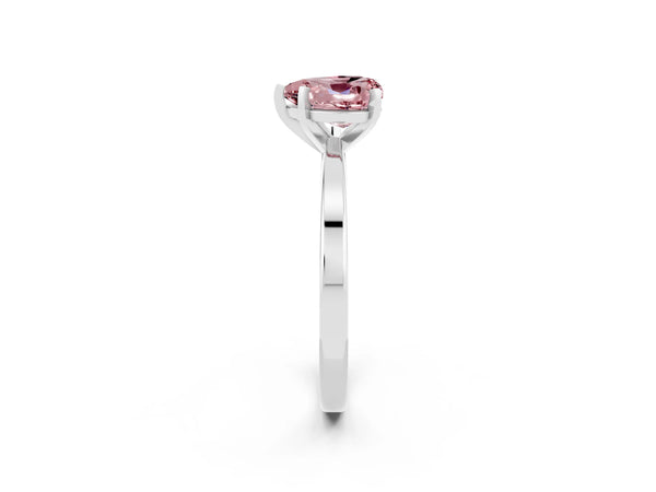 Platinum Heart Cut Morganite Solitaire Engagement Ring with Classic Band and Four-Prong Setting