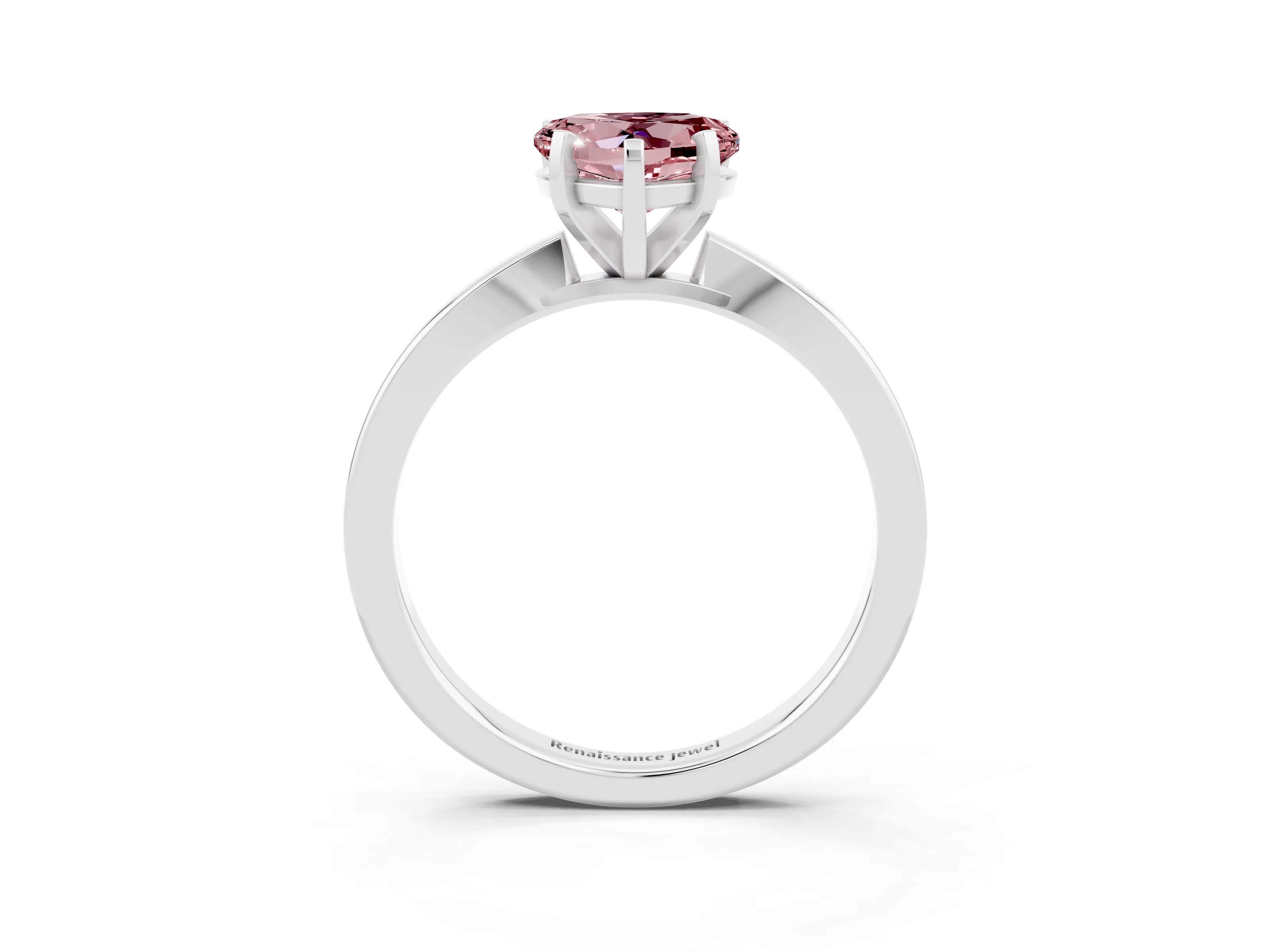 White gold Heart Cut Morganite Solitaire Engagement Ring with Classic Band and Four-Prong Setting_27