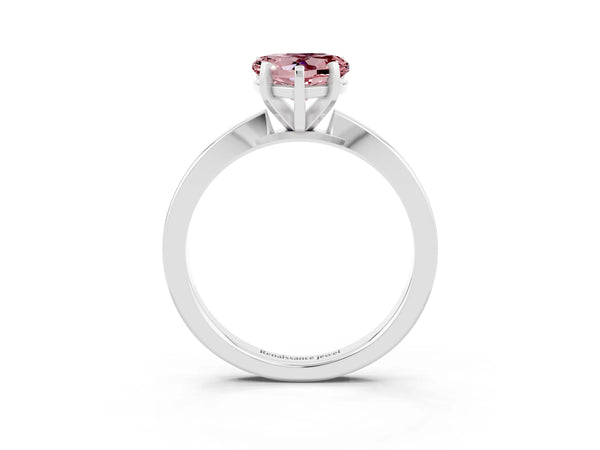 White gold Heart Cut Morganite Solitaire Engagement Ring with Classic Band and Four-Prong Setting