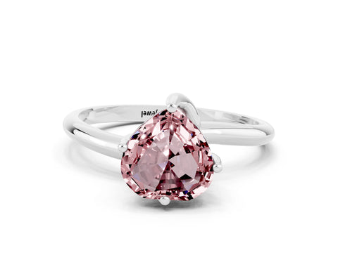 White gold Heart Cut Morganite Solitaire Engagement Ring with Four-Prong Setting and Classic Band_12