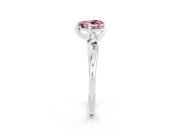 White gold Heart Cut Morganite Solitaire Engagement Ring with Four-Prong Setting and Classic Band