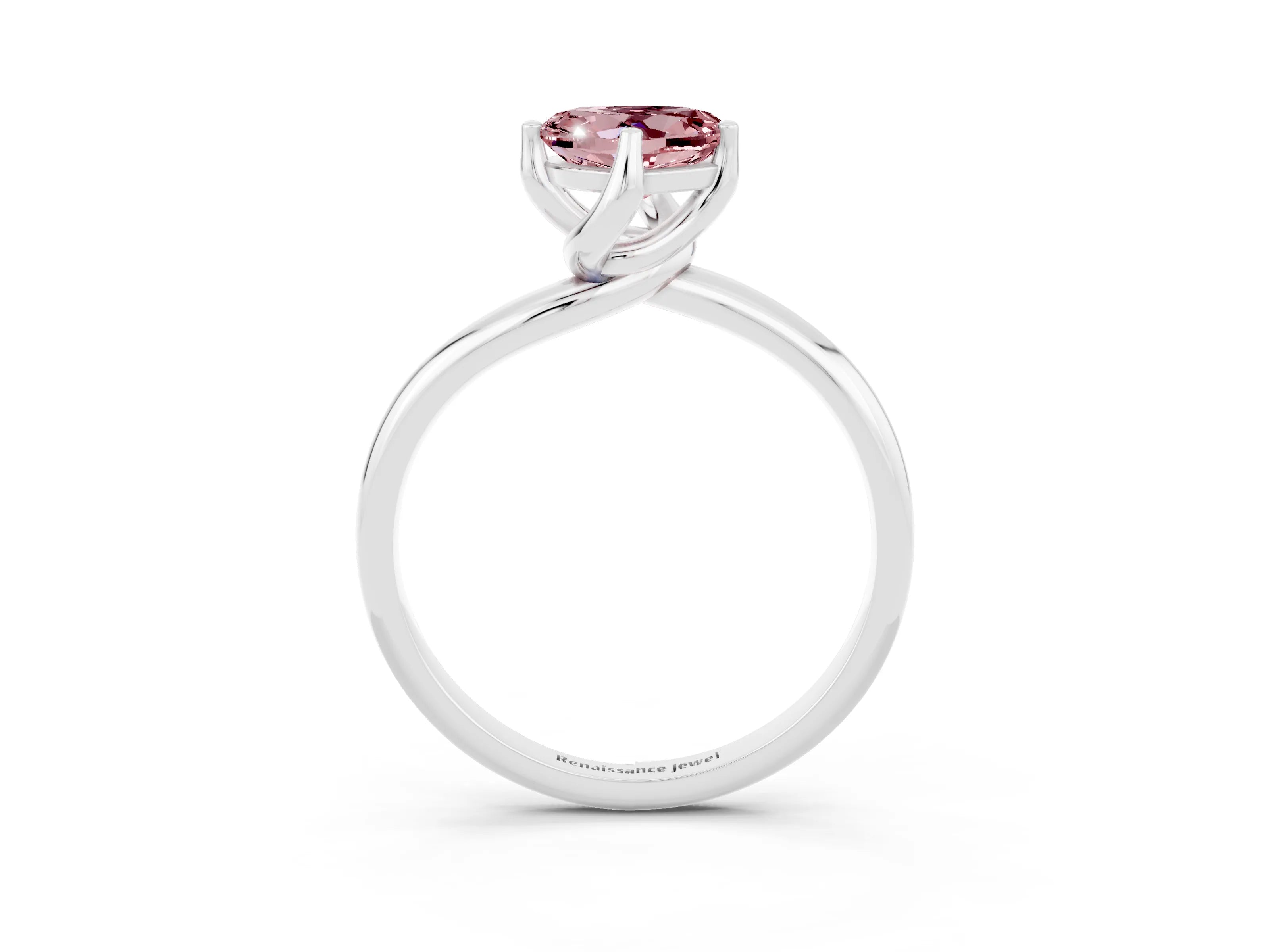 White gold Heart Cut Morganite Solitaire Engagement Ring with Four-Prong Setting and Classic Band_15