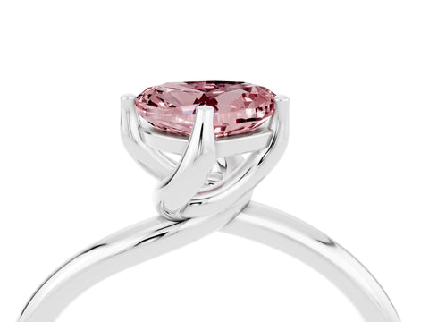 White gold Heart Cut Morganite Solitaire Engagement Ring with Four-Prong Setting and Classic Band_16