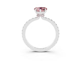 White gold Heart Cut Morganite Solitaire Engagement Ring with Pavé Band and Four-Prong Setting_3