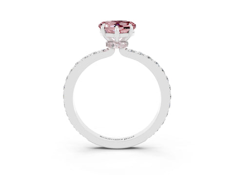 White gold Heart Cut Morganite Solitaire Engagement Ring with Pavé Band and Four-Prong Setting_3