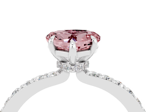 White gold Heart Cut Morganite Solitaire Engagement Ring with Pavé Band and Four-Prong Setting_4