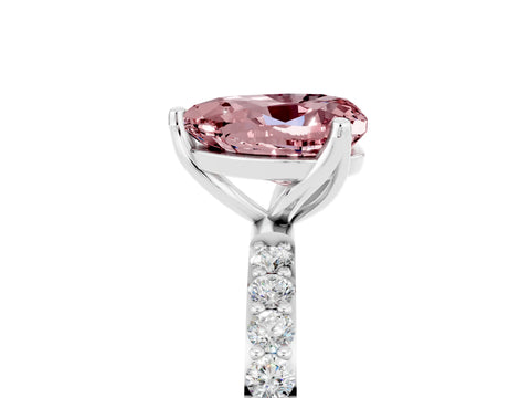 White gold Heart Cut Morganite Solitaire Engagement Ring with Pavé Band and Prong Setting_5