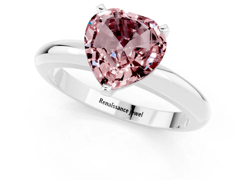 White gold Heart Cut Morganite Solitaire Engagement Ring with Round Band and Four-Prong Setting_1