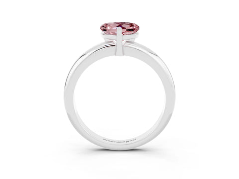 White gold Heart Cut Morganite Solitaire Engagement Ring with Round Band and Four-Prong Setting_3