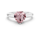 White gold Heart Cut Morganite Solitaire Engagement Ring with Round Band and Four-Prong Setting