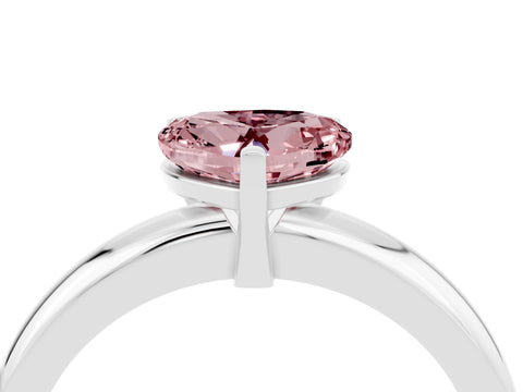 White gold Heart Cut Morganite Solitaire Engagement Ring with Round Band and Four-Prong Setting_4