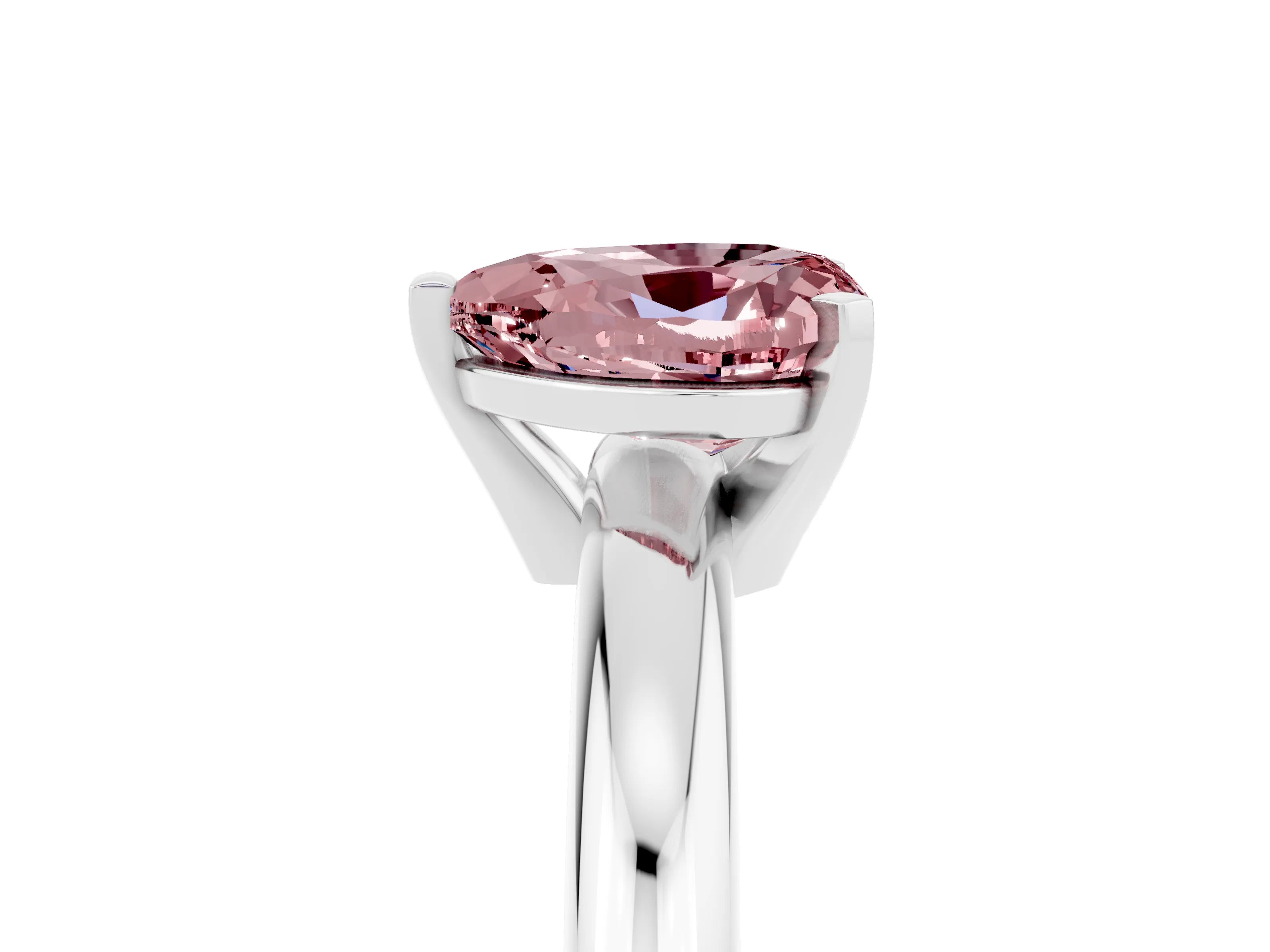 White gold Heart Cut Morganite Solitaire Engagement Ring with Round Band and Four-Prong Setting_5