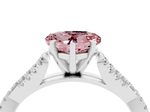 White gold Heart Cut Morganite Solitaire Engagement Ring with Twisted Pavé Band and Four-Prong Setting_16