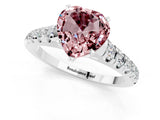 White gold Heart Cut Morganite Solitaire Ring with Cathedral Setting and Pavé Band_1