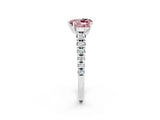 White gold Heart Cut Morganite Solitaire Ring with Cathedral Setting and Pavé Band_2