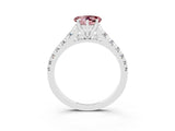 White gold Heart Cut Morganite Solitaire Ring with Cathedral Setting and Pavé Band_3