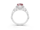 White gold Heart Cut Morganite Solitaire Ring with Filigree Band and Four-Prong Setting_27