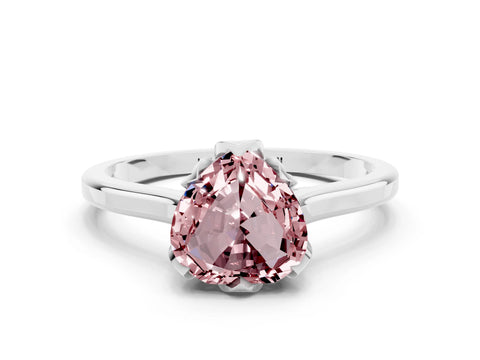 White gold Heart Cut Morganite Solitaire Ring with Flower Prong Setting and Classic Band_12