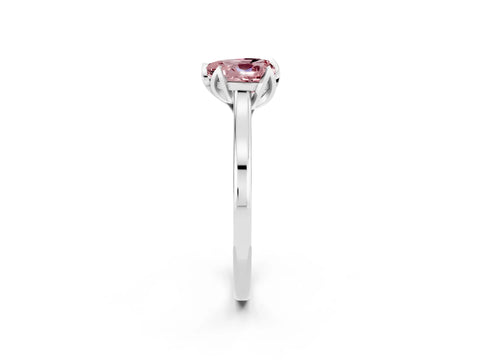 White gold Heart Cut Morganite Solitaire Ring with Flower Prong Setting and Classic Band_14