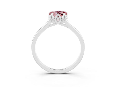 White gold Heart Cut Morganite Solitaire Ring with Flower Prong Setting and Classic Band_15