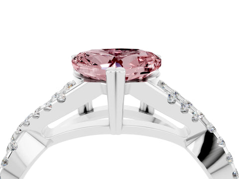 White gold Heart Cut Morganite Solitaire Ring with Four-Prong Setting and Twisted Pavé Band_4