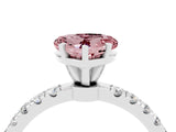 White gold Heart Cut Morganite Solitaire Ring with Pavé Accents and Four-Prong Setting_4