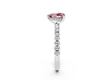 White gold Heart Cut Morganite Solitaire Ring with Pavé Band and Four-Prong Setting_26