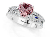 White gold Heart Cut Morganite Solitaire Ring with Pavé and Channel Set Band_1