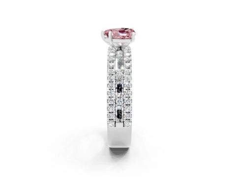 White gold Heart Cut Morganite Solitaire Ring with Pavé and Channel Set Band_2