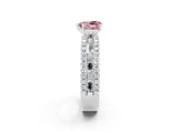 White gold Heart Cut Morganite Solitaire Ring with Pavé and Channel Set Band_2