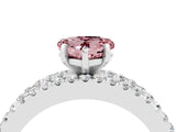 White gold Heart Cut Morganite Solitaire Ring with Pavé and Channel Set Band_4