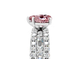 White gold Heart Cut Morganite Solitaire Ring with Pavé and Channel Set Band_5