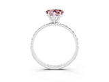 White gold Heart Cut Morganite Solitaire Ring with Pave Band and Four Prong Setting_27